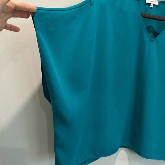 Aritzia Green V-Neck Blouse with Kimono Sleeves - Picture 5 of 12